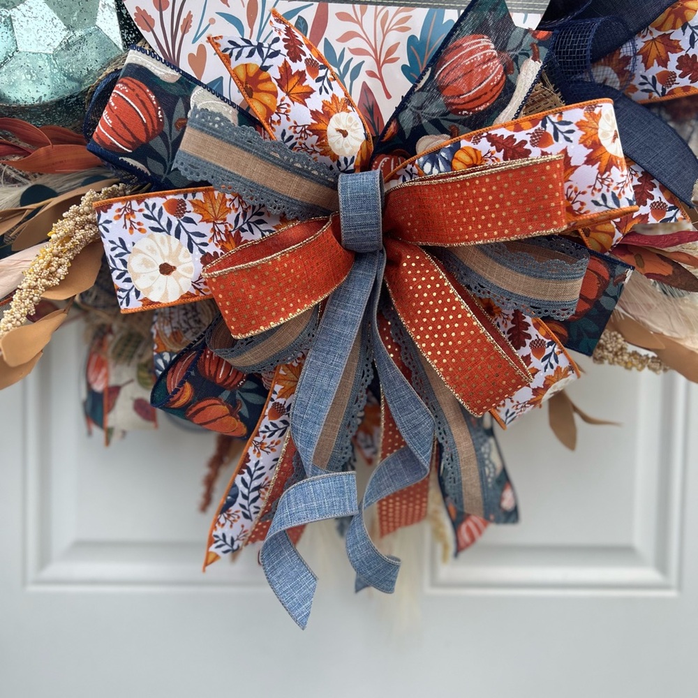 Large Handmade Fall Wreath Aprox 26” Cozy Fall vibes. - Picture 2 of 6